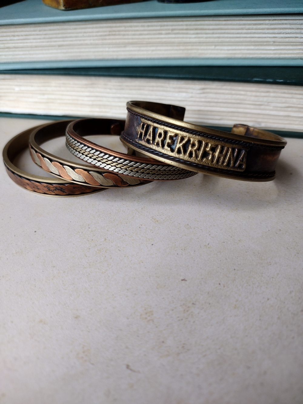 HARE KRISHNA Copper Brass Cuff Bracelet Set